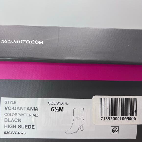 Vince Camuto Dantania Suede Chunky Block Heeled Boot Black Women's 6.5M/37 NWB - Picture 10 of 10